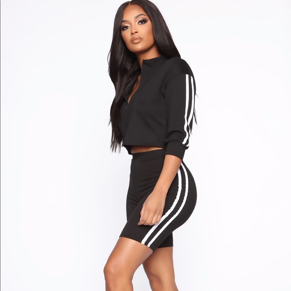 Here to Score Active Biker Short Set- Black